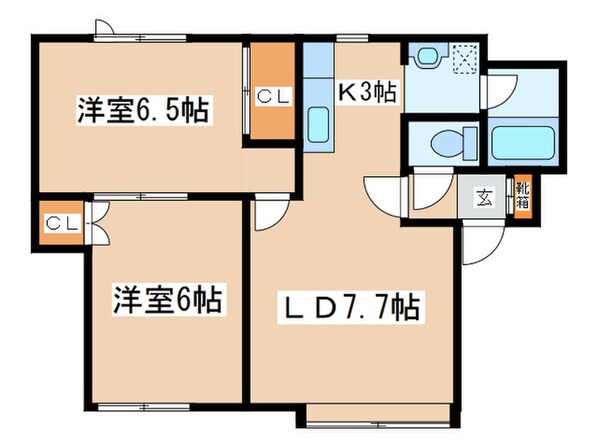 クラージュ月寒Ｂの物件間取画像